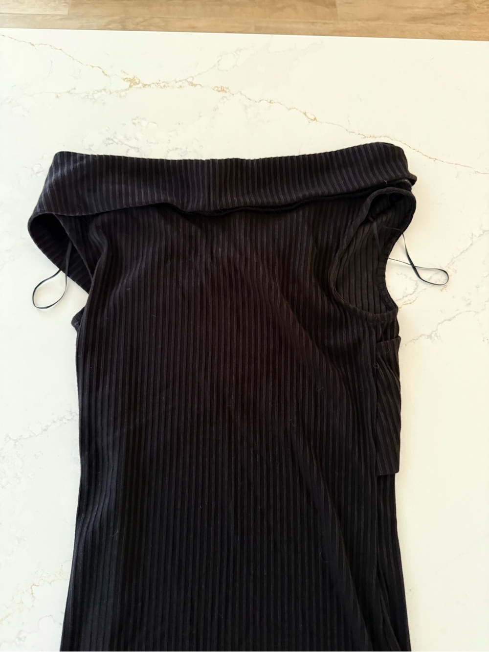 Michael Kors Black Ribbed Crossover Midi Dress - Picture 5 of 5